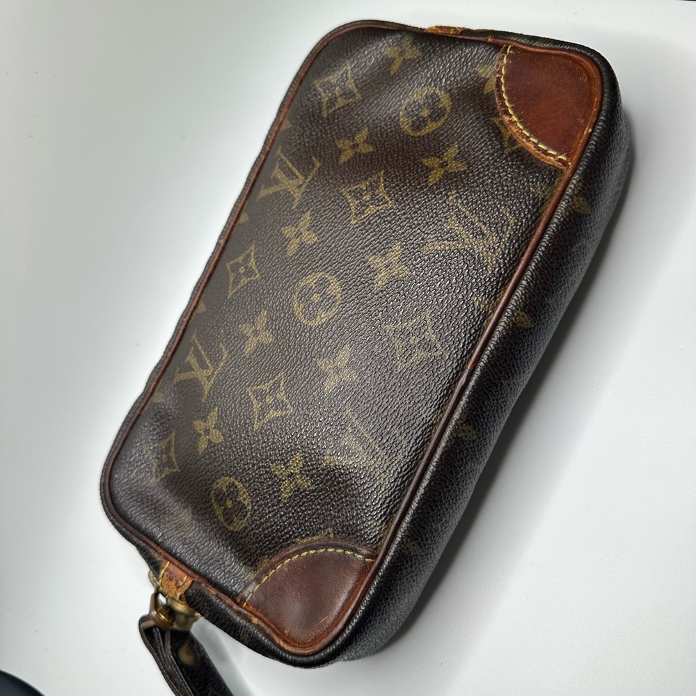 Louis Vuitton Marly Dragonne PM Shoulder Bag Clutch Brown